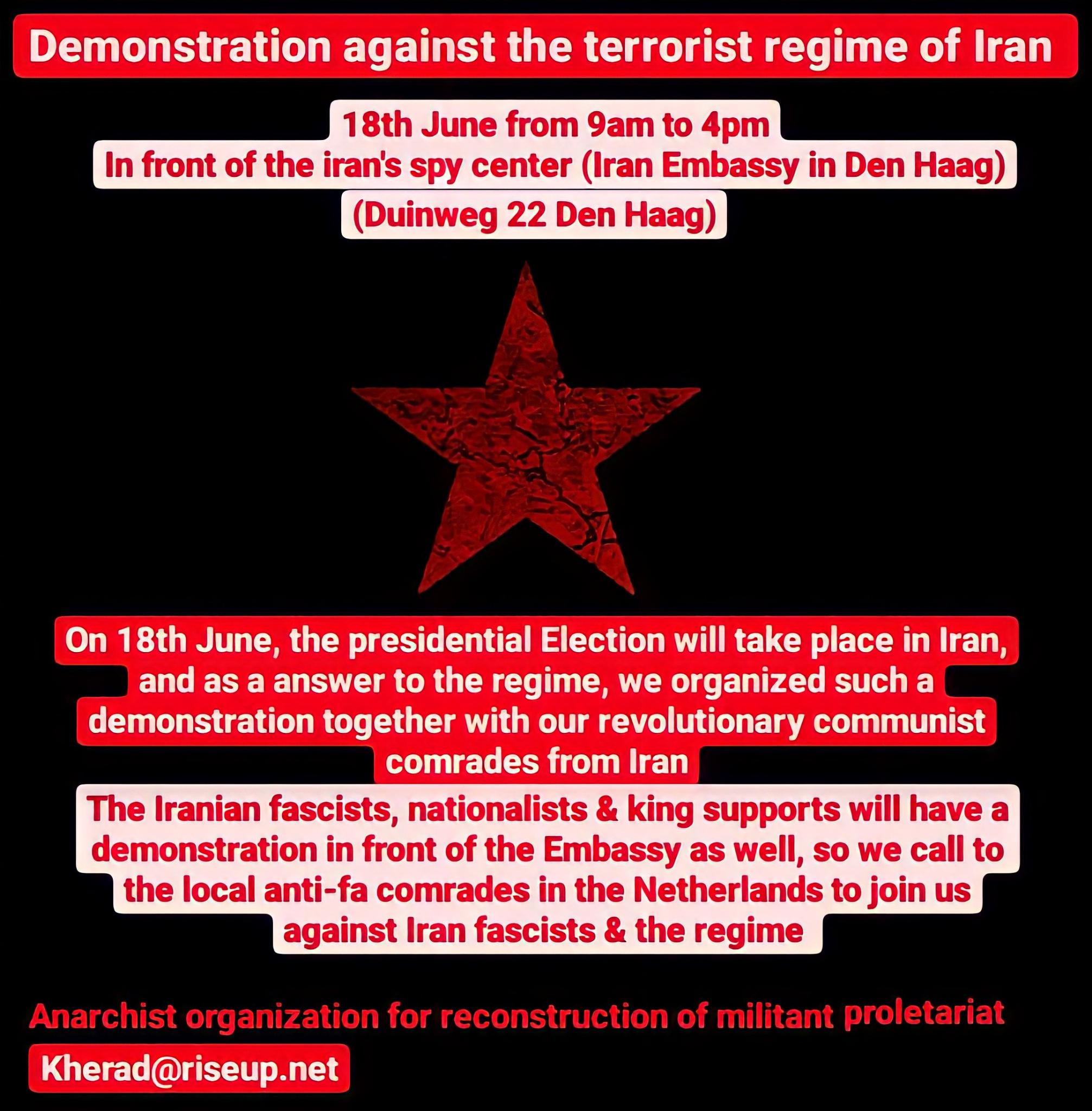 Demonstration Action At Iranian Embassy in The Hague