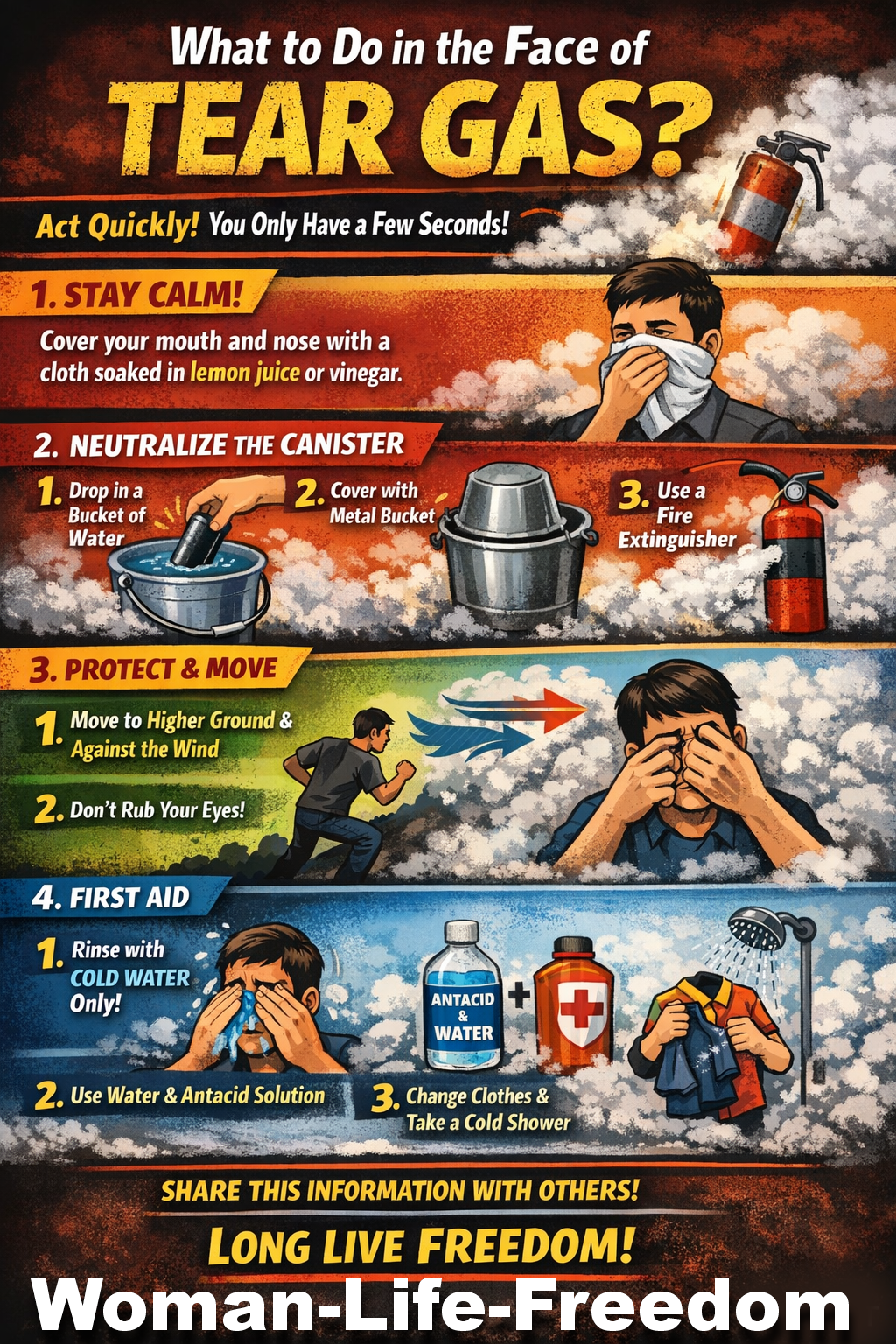 راهنمای حفاظت از خود و دیگران در مقابله با گاز اشک آور