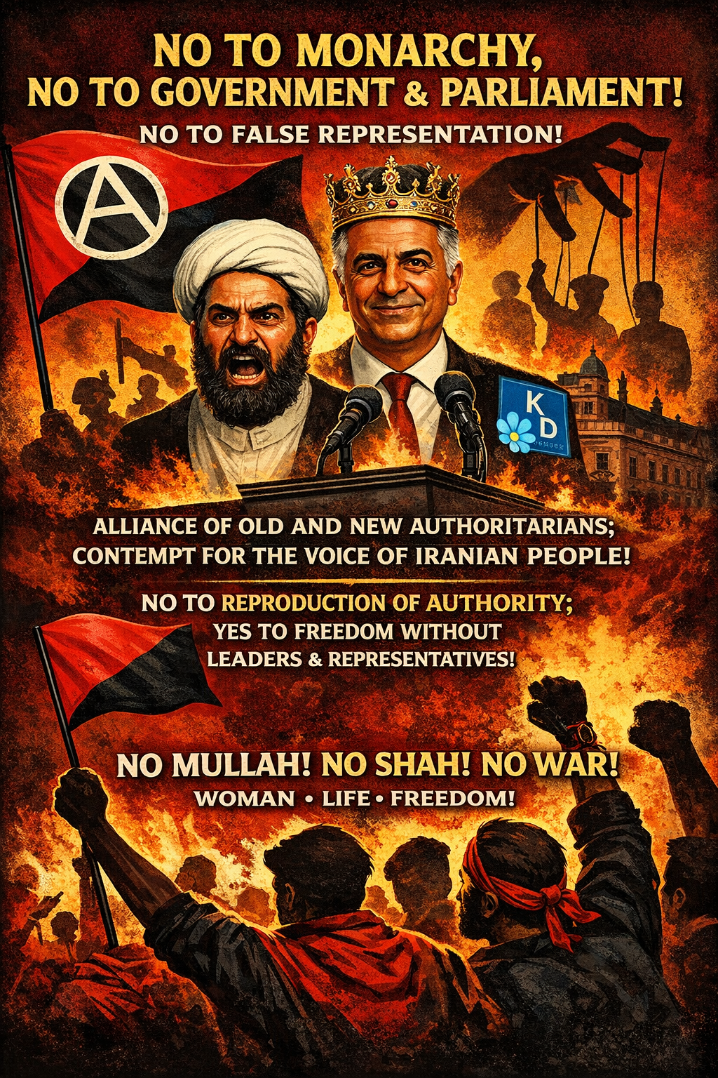 نَه به دولت و پارلمان؛ نه به سلطنت، نه به نمایندگیِ دروغین!